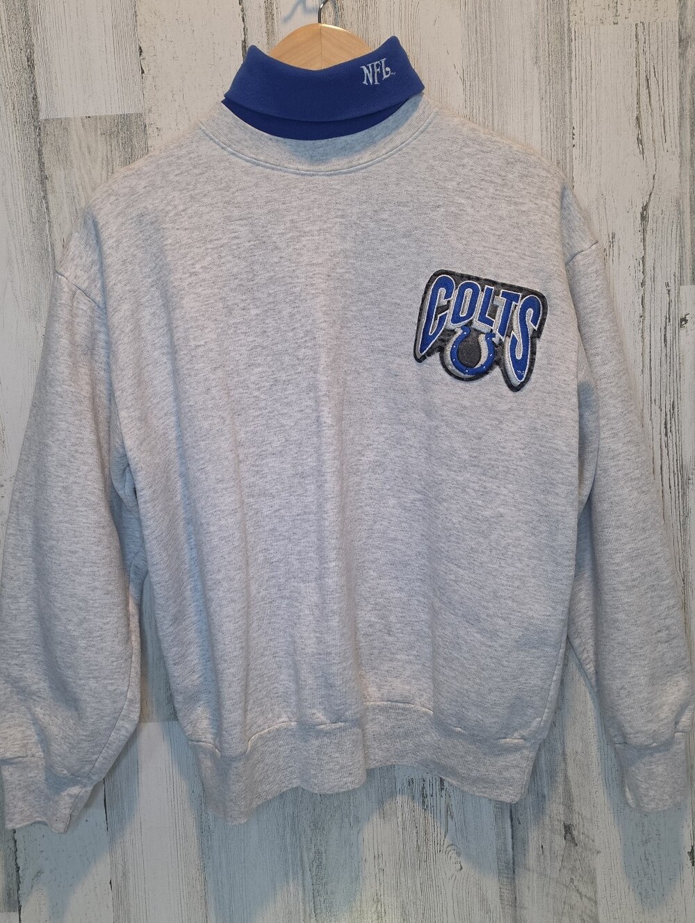 Vintage 90s Indianapolis Colts NFL Majestic USA Mock Neck Sweatshirt Men L